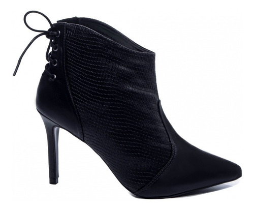 Imagem 2 de 4 de Ankle Boot Bota Estilo Scarpin Salto Fino Amarração Atrás