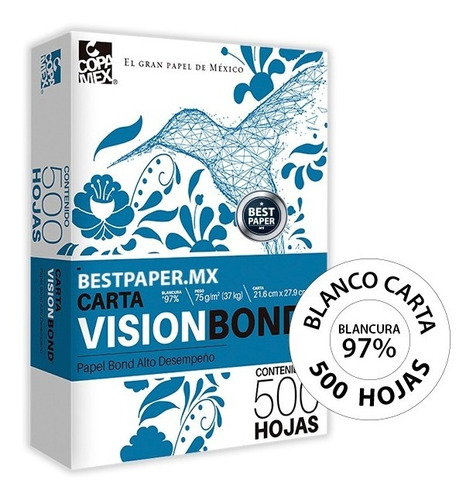 Papel Vision Bond Blanco Carta - Paquete Con 500 Hojas | MercadoLibre