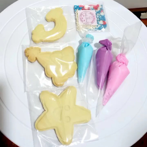 15 Unidades Del Kit De Tres Galletas Para Decorar Con Glase.