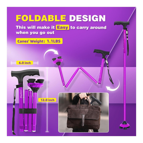 Bigalex Plegable Para Caminar Para Ancianos Ajustables Y Con