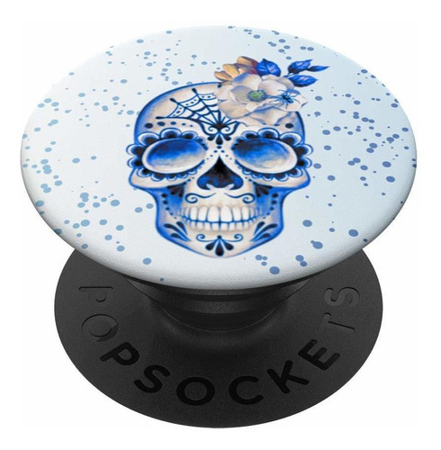 Diseño Calavera Azucar Lunar Color Azul