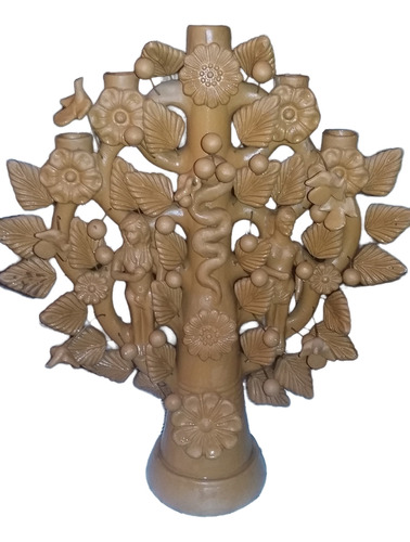 Arbol Vida Mexico Barro Metepec Original Candelabro Antiguo (Usado)