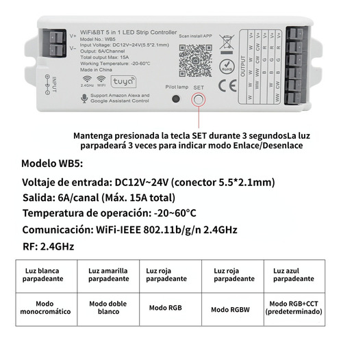 Regulador Led Inteligente 5 En 1 Zigbee/wifi Alexa/google