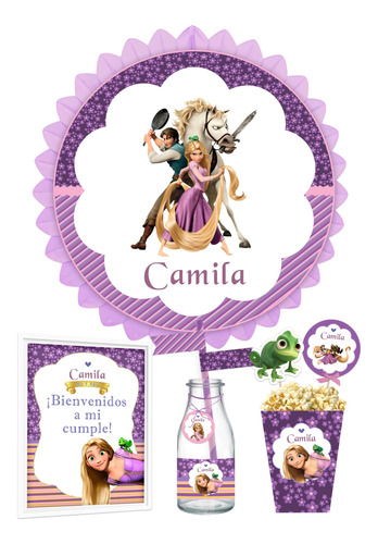 Kit Imprimible Rapunzel Cumpleaños Nena  + Banner Circular 