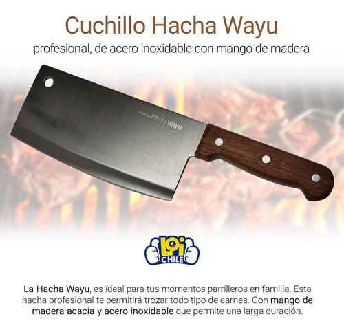 Imagen 2 de 4 de Cuchillo Hacha Wayu Profesional Bbq Chopper Loi Chile