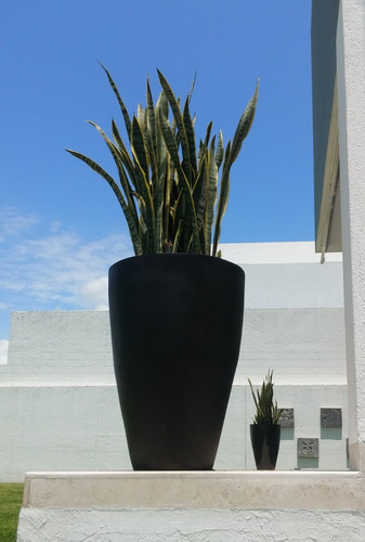 Maceta Decorativa Timbal Grande De Fibra De Vidrio Madera