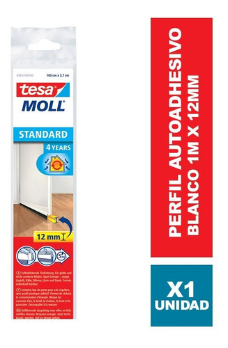 Tesa Moll Standard perfil autoadhesivo para puerta blanco 1m X 12mm