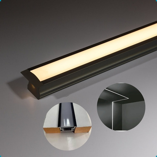 Kit 5 Perfil Led Slim Embutir Gesso Madeira Teto Aluminio Unica