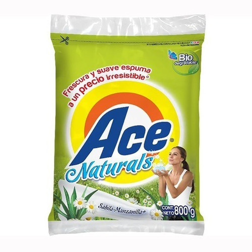 Caja Detergente Ace Naturals De 800 Grs Con 18 Piezas
