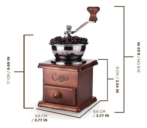 Molino De Café Manual Portátil De Madera Vintage - Marrón