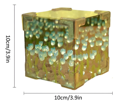 Lámpara De Tulipanes Infinitos Cubo Espejo Para Armar Azul Azul Infinito