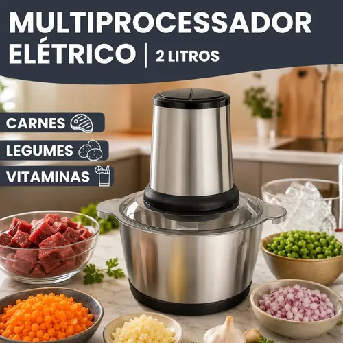 Multiprocessador Alimento Moedor Triturador Elétrico 2L Inox