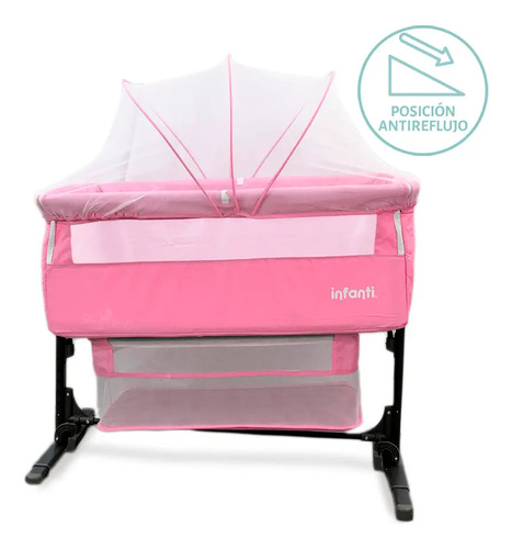 Cuna Colecho Infanti Golf Color Rosa Antirreflujo Y Mecedora