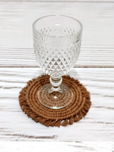 Combo Seis Posa Vasos En Macrame Lisa Chocolate