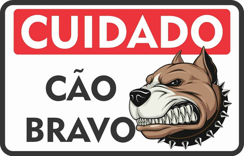 Placa Em Pvc Pitbull Cão Bravo Portão Cachorro 18x25 Cm Pl07