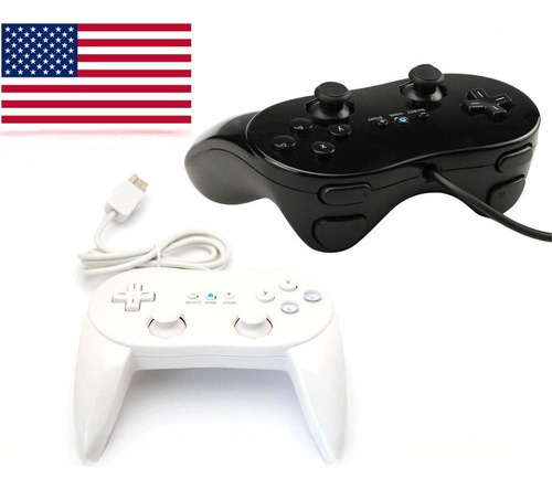 2 X Nuevo Clásico Pro Mando Para Nintendo Wii Negro Y Blanco