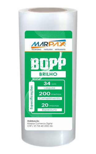 Bopp Brilho Para Laminação A3 Bobina 34cmx200m Marpax 01un