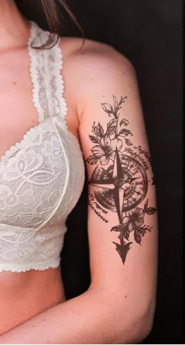 Tatuagem Fake Feminina Realista - Rosa Ventos 3d - Removivel