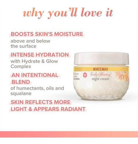Imagen 5 de 6 de Crema Facial De Noche Burt's Bees Truly Glowing 51 Gr