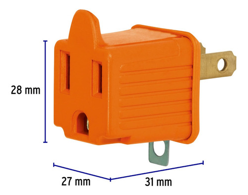 Adaptador 3 A 2, Naranja, A Granel, Volteck 46256