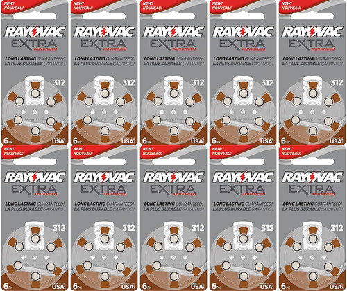 60x Tamao 312rayovac Extra Advanced Bateras Audfonos