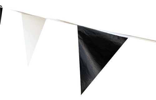 Tira Banderín Negro Y Blanco 50m Polietileno Triangular