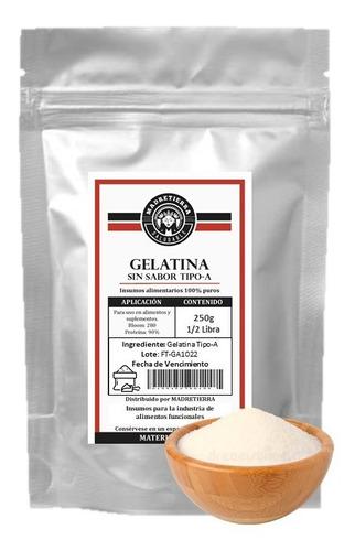 Gelatina Sin Sabor Tipo A X250g