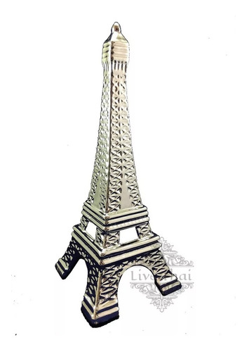 Figura De Torre Eiffel 40cm Cearmica Deco Paris Plata Zn
