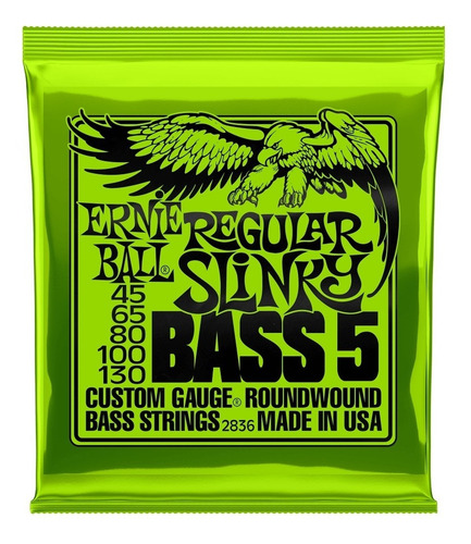 Imagen 1 de 1 de Encordado Bajo Ernie Ball 5 Cuerdas 45-130 Slinky