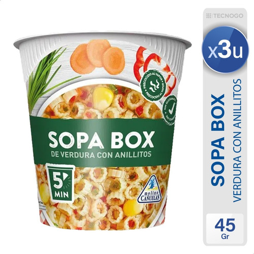 Sopa Box Fideos Instantaneos De Verduras Con Anillitos X3