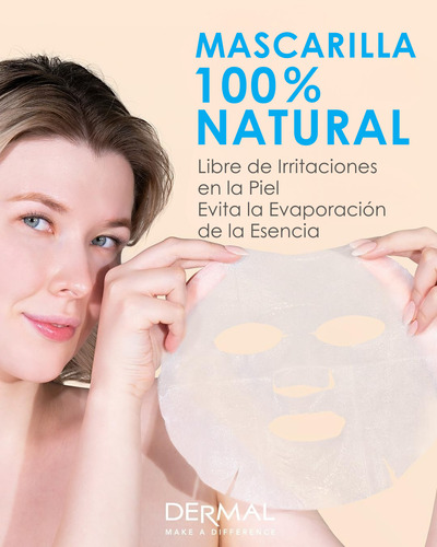 Dermal, Mascarilla Colágeno X10, Hidratante Y Antiarrugas