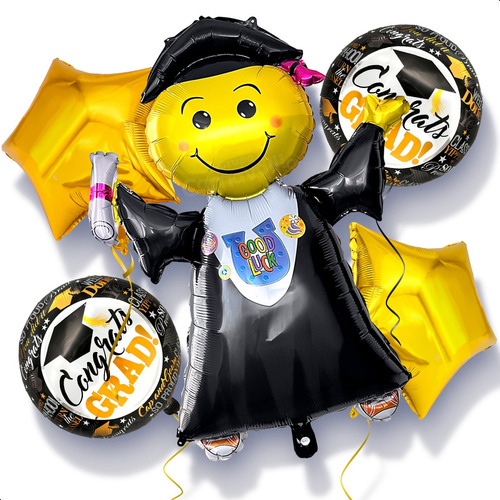 Kit 5 Globos Metálicos Graduación Decoración Fiesta Graduado