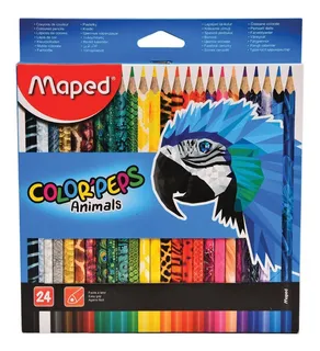 Lapices De Color Maped Color Peps Animals 24 Triangulares