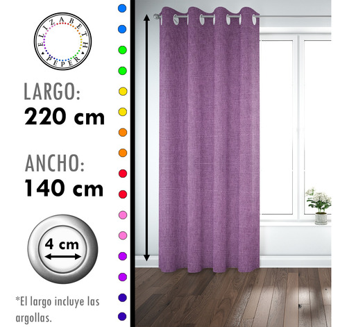 Set De Cortinas Blackout 2 Paños De 140 X 220 Cm Morado