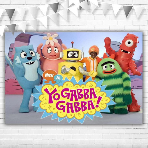 Pancarta De Cumpleaños De Yo Gabba Gabba, Telón De Fondo Con