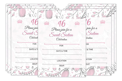 Dulces 16 (dieciséis) Invitaciones A Fiestas Con Sobres | El