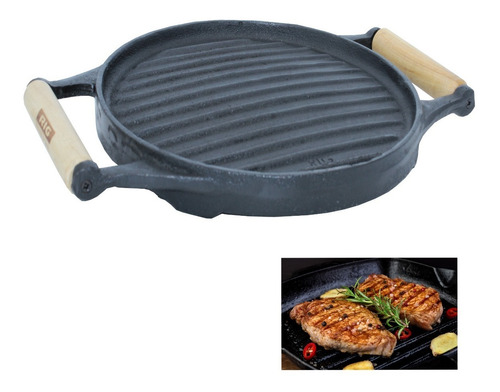 Chapa Bifeteira Dupla Lisa E Ondulada Ferro Fundido Grill