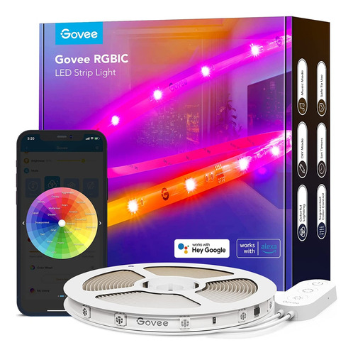 Govee Rgbic Pro Tira Led 5 Metros Arcoíris Wifi Alexa Google