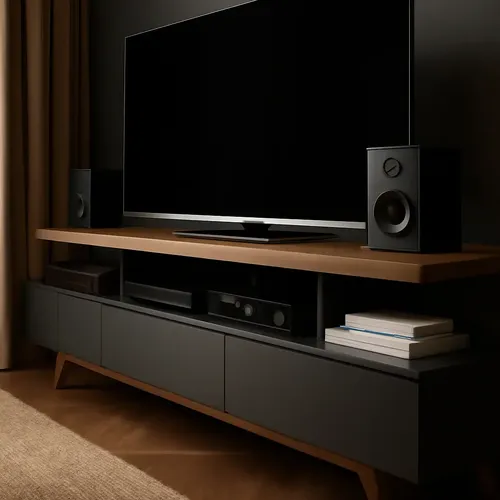 Giga Moveis Rack Preto Giga Móveis 1.8m para TV até 72" 3 Gavetas Pés