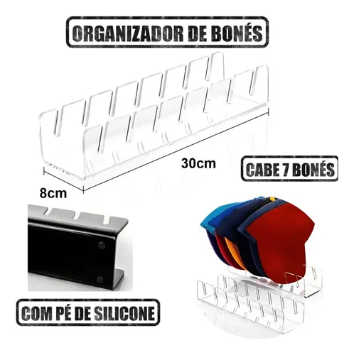 Suporte Organizador De Bonés Em Acrilico Até 7 Bones