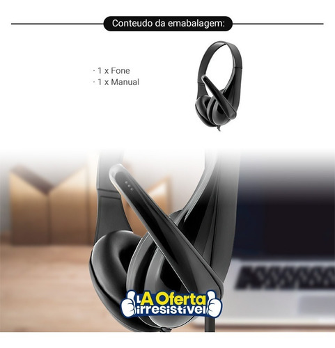 Imagem 6 de 8 de Fone Com Microfone Business Multilaser P2 100w Ph294 Loi
