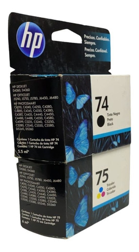 Pack Combo Hp Cartucho 74 Bk Y 75 Color Nuevo Y Facturado