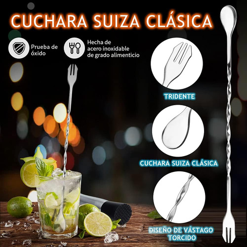 Set De Cóctel De Acero Inoxidable Con Cuchara Para Mezclar