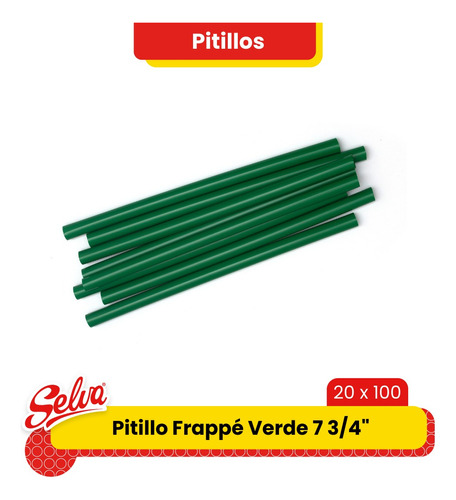 Pitillo Frappé Verde 7 3/4''
