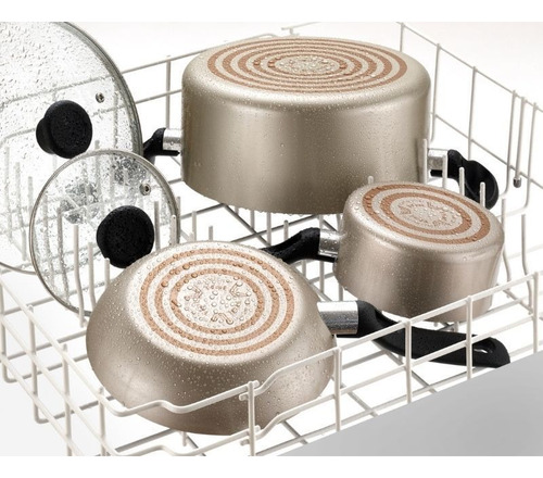 Bateria De Cocina Antiadherente 16 Pzas Aluminio Tefal/t-fal Color Dorado