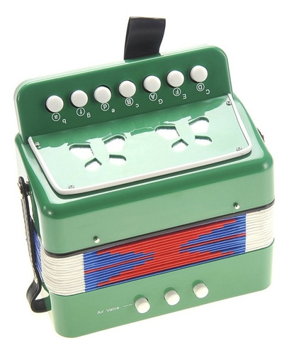 Instrumento Infantil Sanfona Infan Acordeon 3 Baixo 7 Teclas Cor Verde