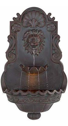 Lion Head Bronze - Fuente Interior Para Exteriores De 31 1/2