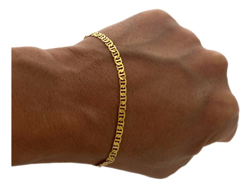 Pulseira Masculina Moeda Antiga Bracelete Piastrine 4mm Cor Dourado