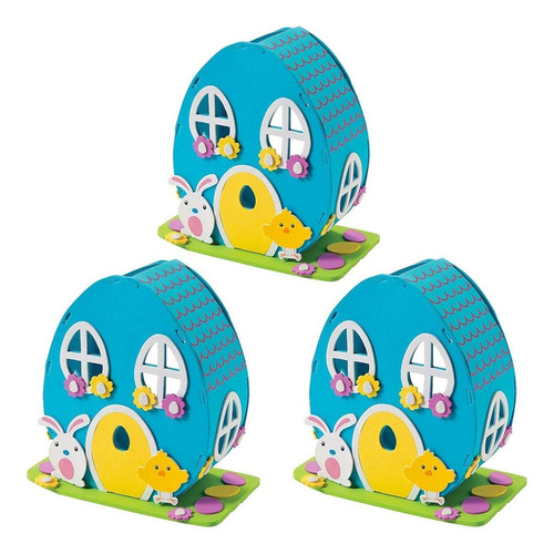 3 Kits Manualidad Conejito Pascua Casa Espuma Pollito