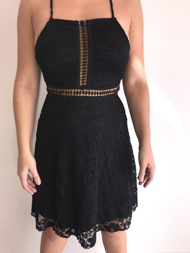 Vestido Negro Corto, Con Transparencias, Cruzado Atrás T1